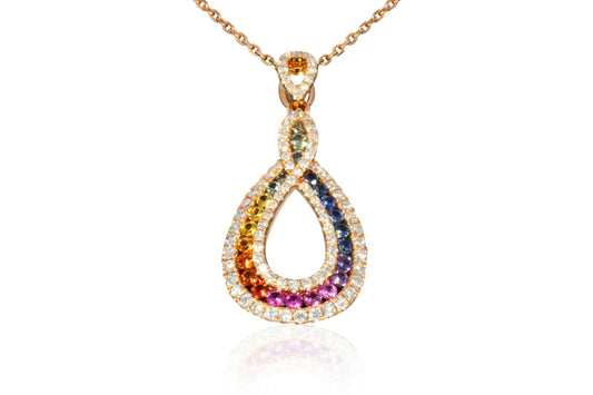 18ct Rose Gold and Multi-Sapphire Necklace