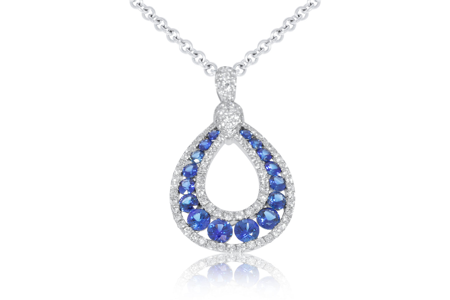 18ct White Gold and Sapphire Pendant