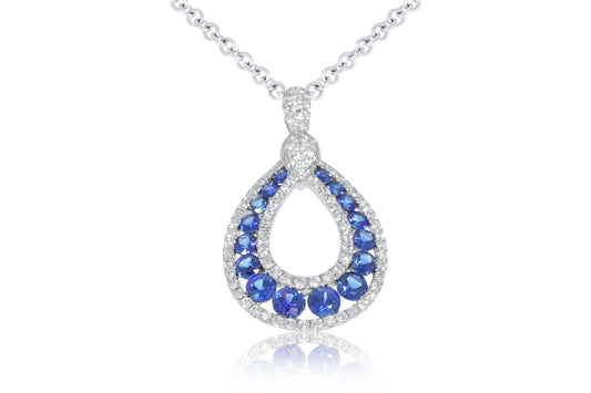 18ct White Gold and Sapphire Pendant