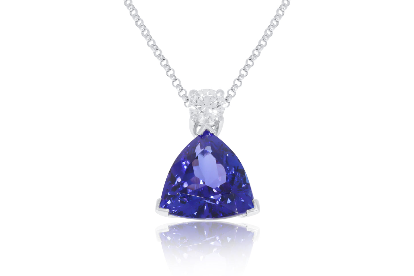 18ct White Gold Tanzanite and Diamond Pendant