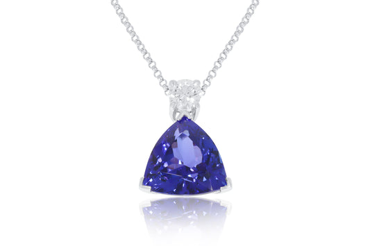 18ct White Gold Tanzanite and Diamond Pendant