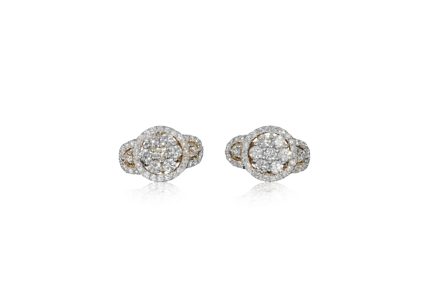 18ct Yellow and White Gold and Diamond Earrings